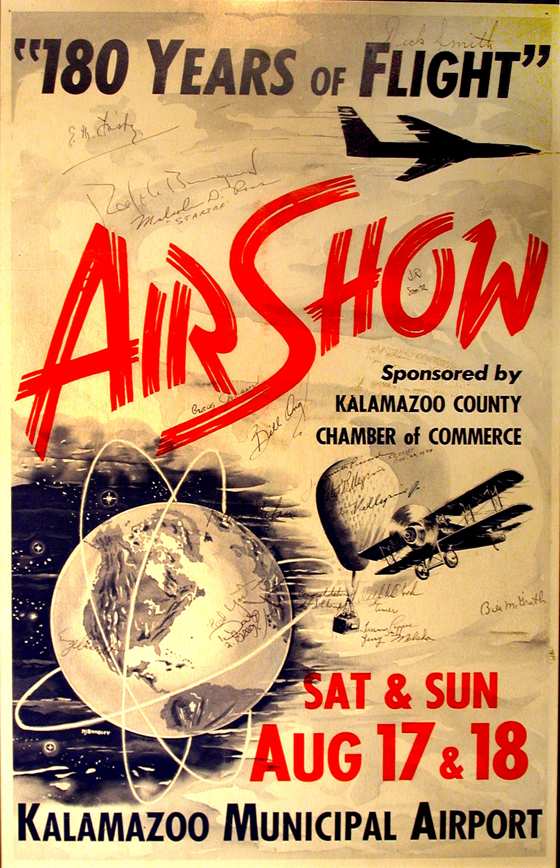 Dick's poster from the 1963 Kalamazoo Air Show, signed by an amazing array Dick's poster from the 1963 Kalamazoo Air Show, signed by an amazing array